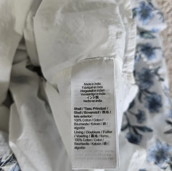 J. Crew Size 10 Womens White Blue Floral Cotton Sleeveless Maxi Dress - Picture 10 of 10